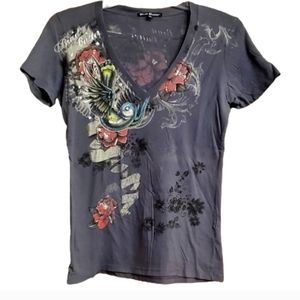 Brad Butter Grey Festival Tee Ed hardy Designed inspired
